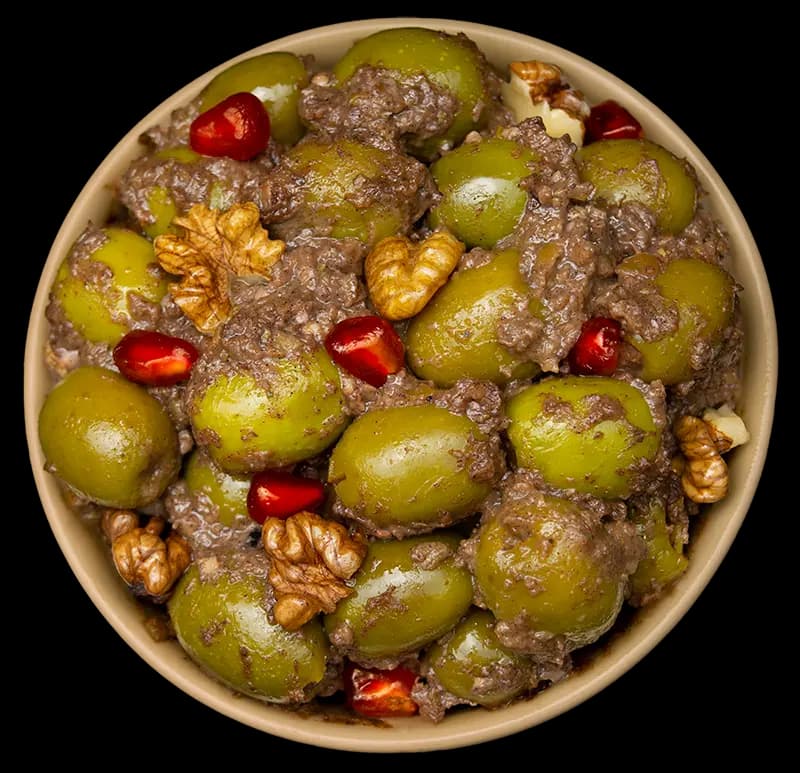 کاسه زیتون پرورده با گردو و انار